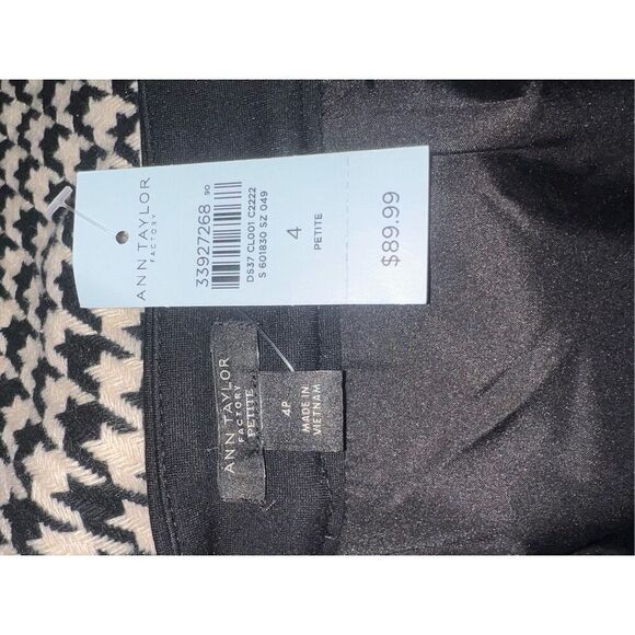 Ann Taylor woman’s 4 petite black white houndstooth a- line career skirt new - Picture 6 of 7